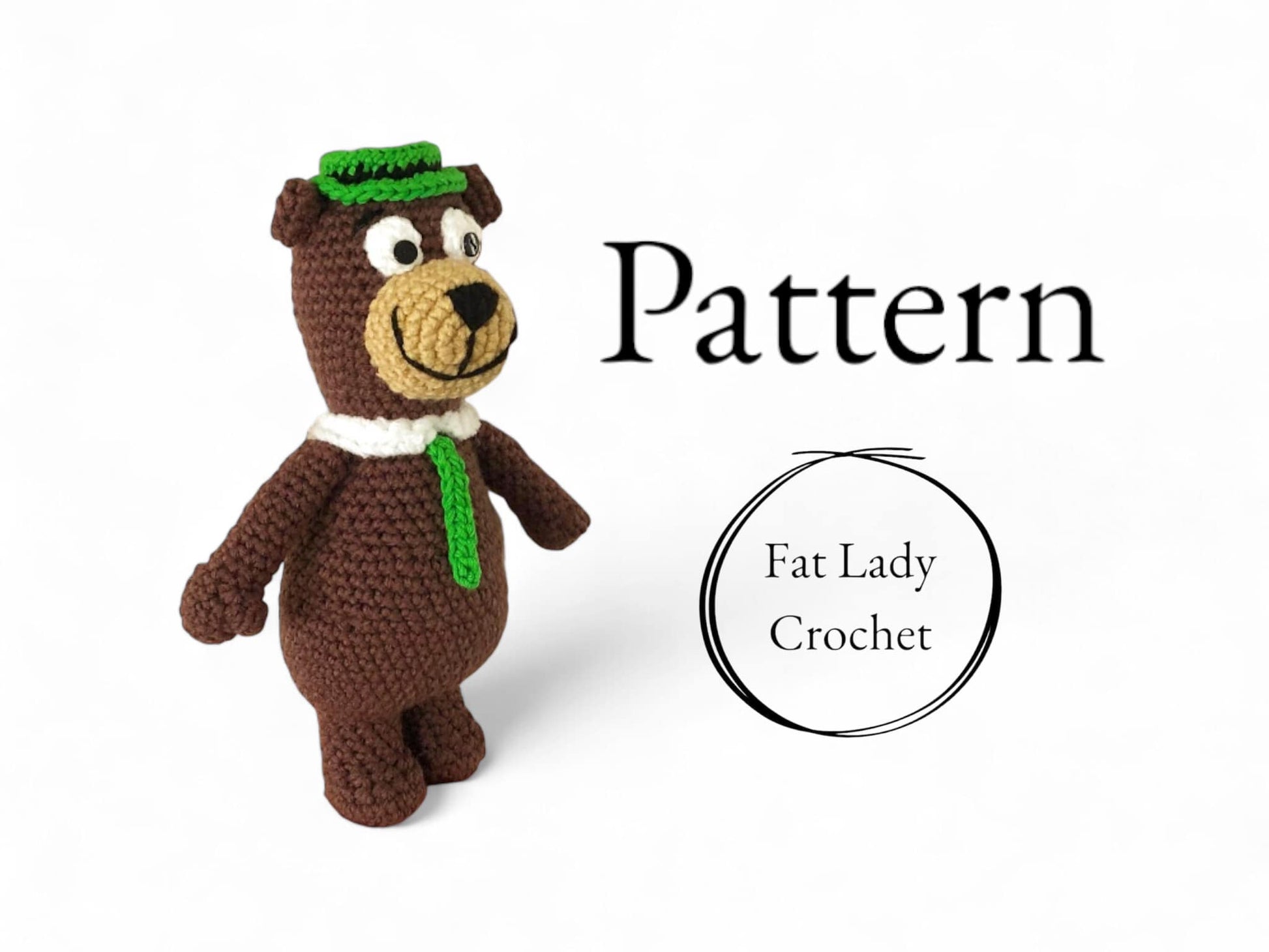 Yogi bear standing against a white backdrop with text that says "Pattern."