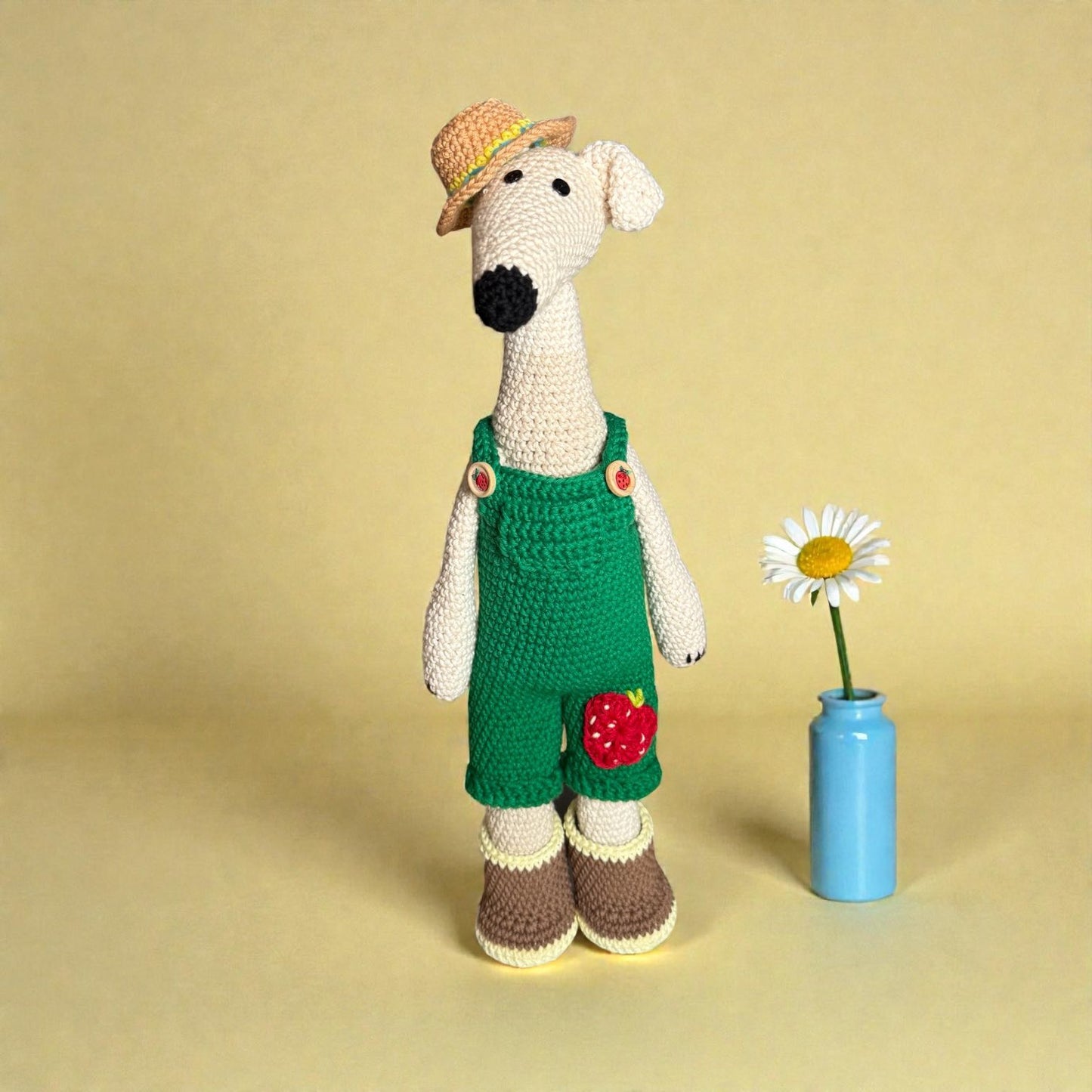 Long Dog Spring Gardening Suit and Stan the Worm Crochet Pattern Add-On