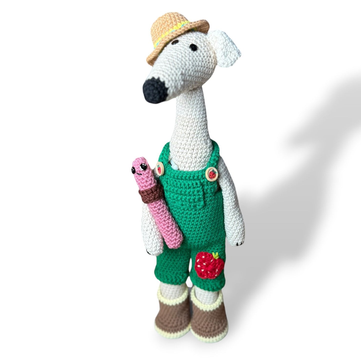 Long Dog Spring Gardening Suit and Stan the Worm Crochet Pattern Add-On