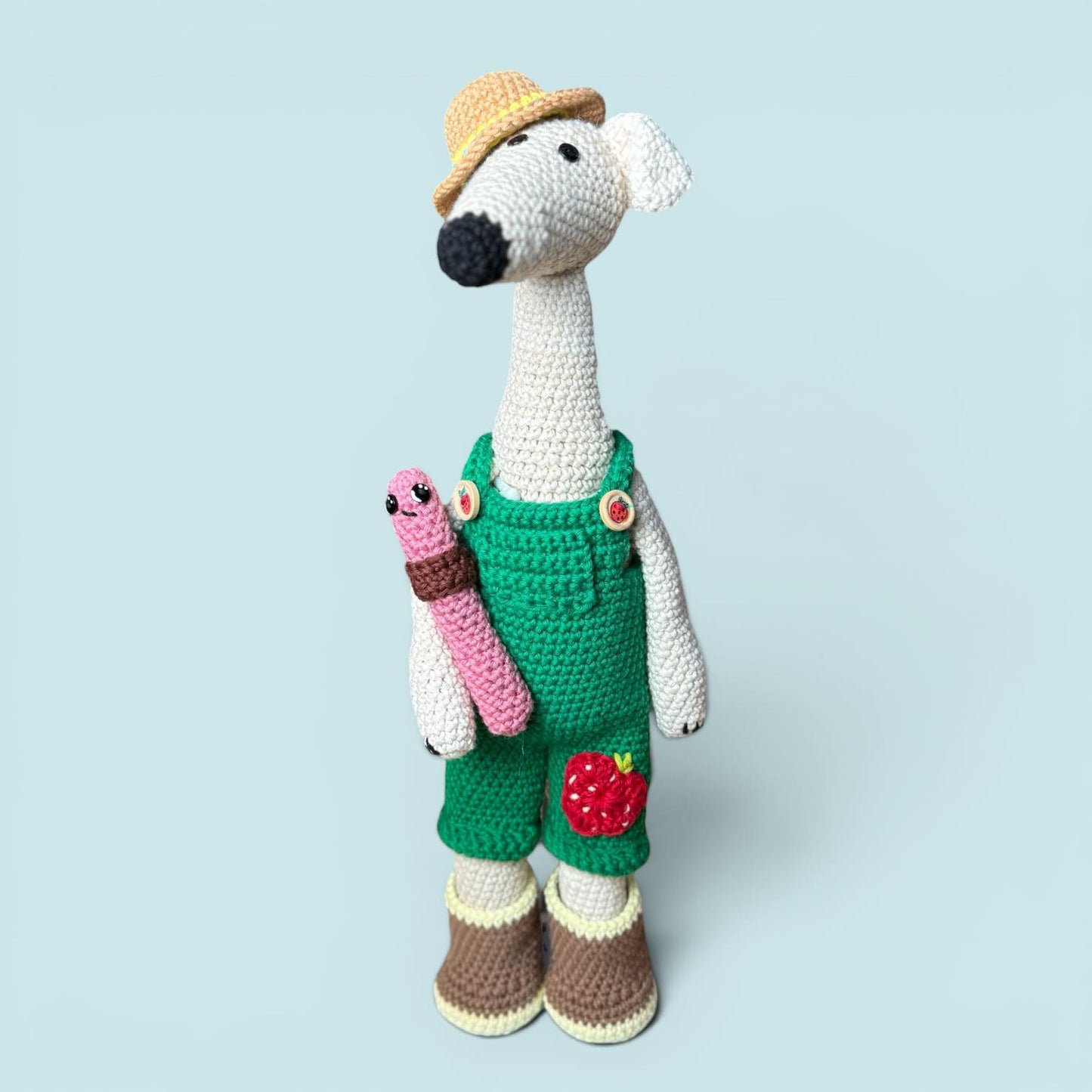 Long Dog Spring Gardening Suit and Stan the Worm Crochet Pattern Add-On