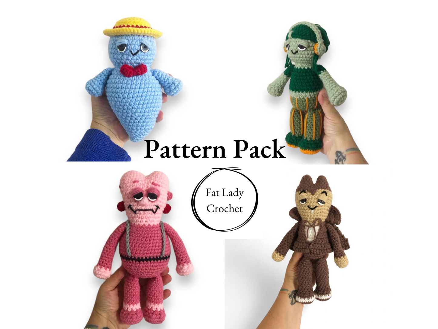 Crochet Monster Cereal Pattern Pack: 4 pdfs Count Chocula, Boo Berry, Carmella Creeper, Franken Berry