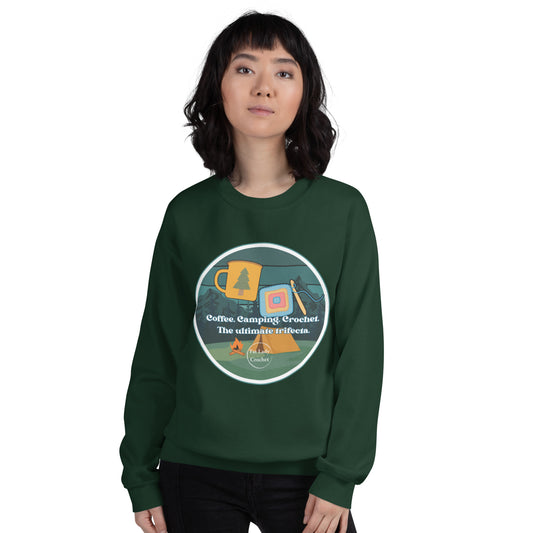 Person wearing a green sweatshirt with a graphic design on a white background